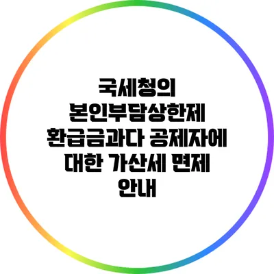 국세청의 본인부담상한제 환급금과다 공제자에 대한 가산세 면제 안내