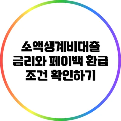 소액생계비대출 금리와 페이백 환급 조건 확인하기