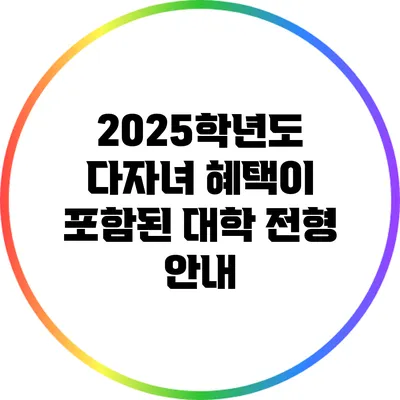 2025학년도 다자녀 혜택이 포함된 대학 전형 안내