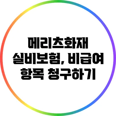 메리츠화재 실비보험, 비급여 항목 청구하기