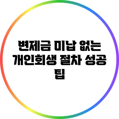 변제금 미납 없는 개인회생 절차 성공 팁