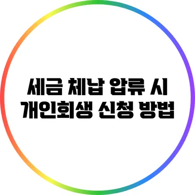 세금 체납 압류 시 개인회생 신청 방법