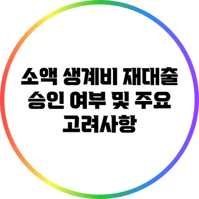 소액 생계비 재대출 승인 여부 및 주요 고려사항