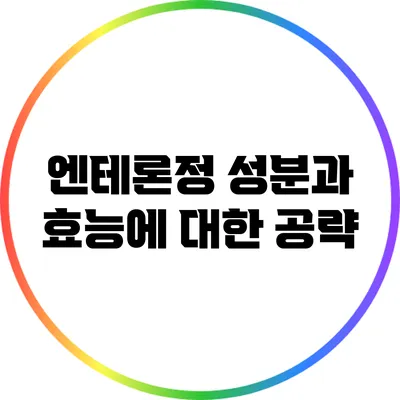 엔테론정: 성분과 효능에 대한 공략