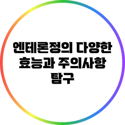 엔테론정의 다양한 효능과 주의사항 탐구