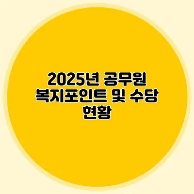 2025년 공무원 복지포인트 및 수당 현황